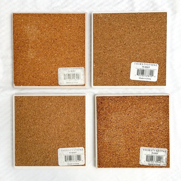 Ceramic Coaster Set Boho Dog Gold Arrows Rainbow Triangles Drinkware Home Decor - Picture 2 of 5